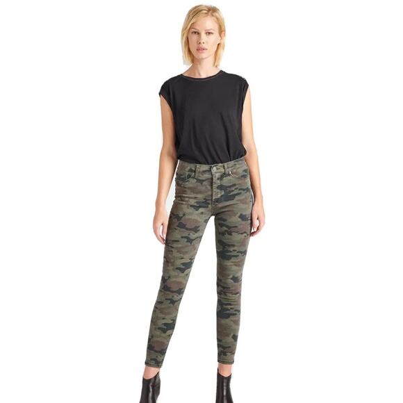 HUDSON Lilly Jeans Mid Rise Camouflage Green Camo Ankle Crop Skinny Size 26 - Picture 2 of 11